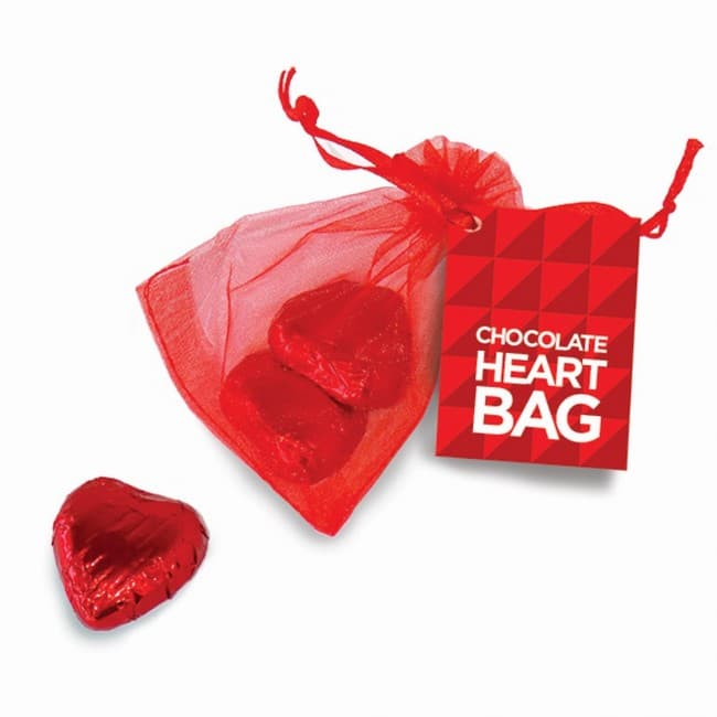 Custom Printed Heart Organza Bag