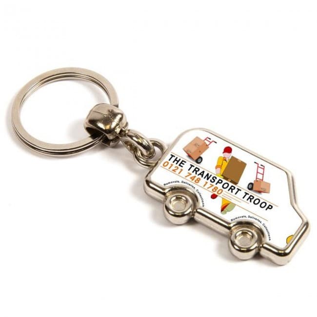 Custom Printed Silver Metal Van Keyring - Image 1