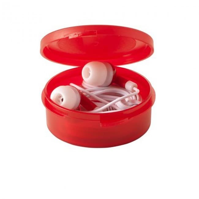 Custom Printed Earphones in Round Case - Image 2