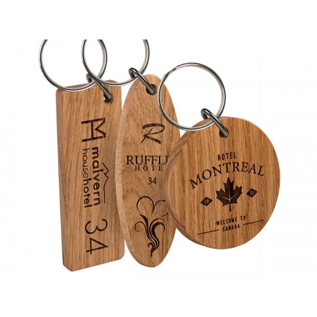 Custom Printed Real wood large keyring single sided