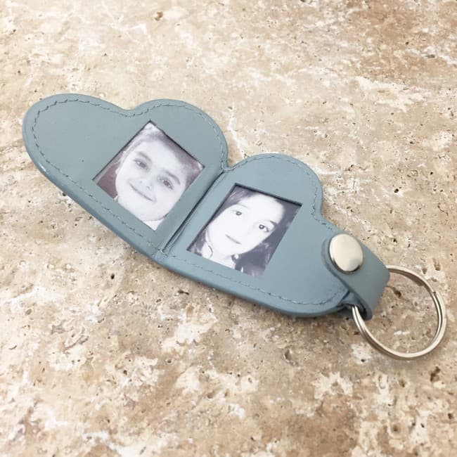 Custom Printed Heart Double Photo Keyring