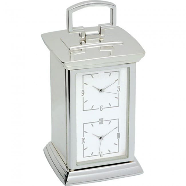 Custom Printed twin time zone carriage clock