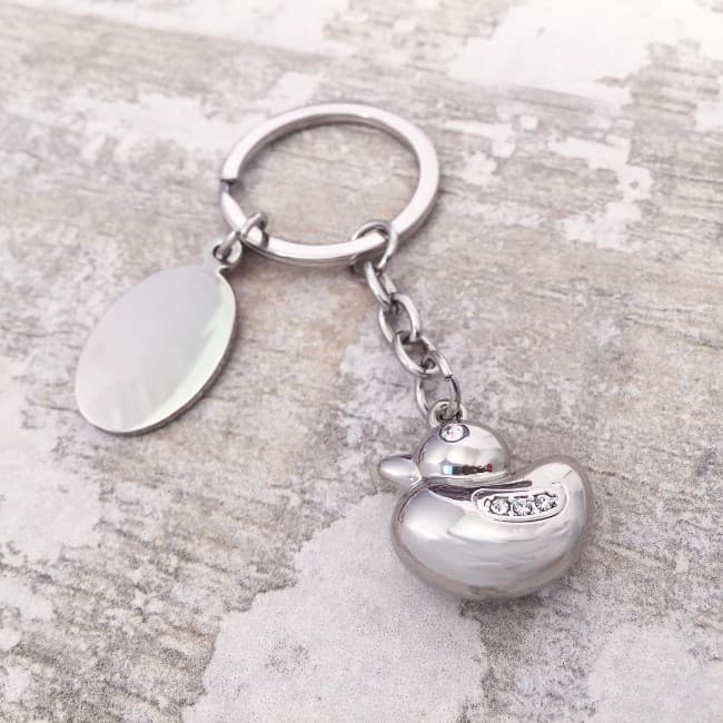 Custom Printed Duck Keyring With Crystals