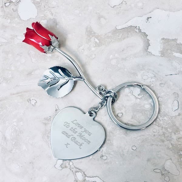 Custom Printed Red Rose keyring