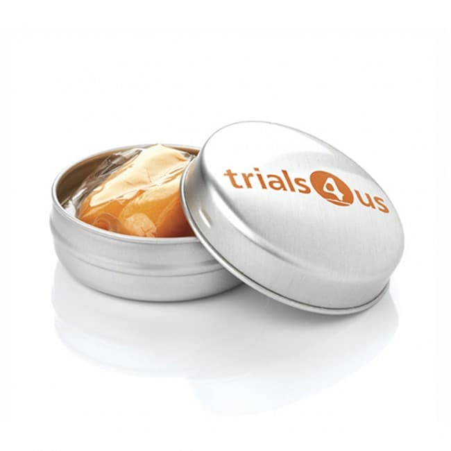 Custom Printed Pair of Orange Ear Plugs in a Tin