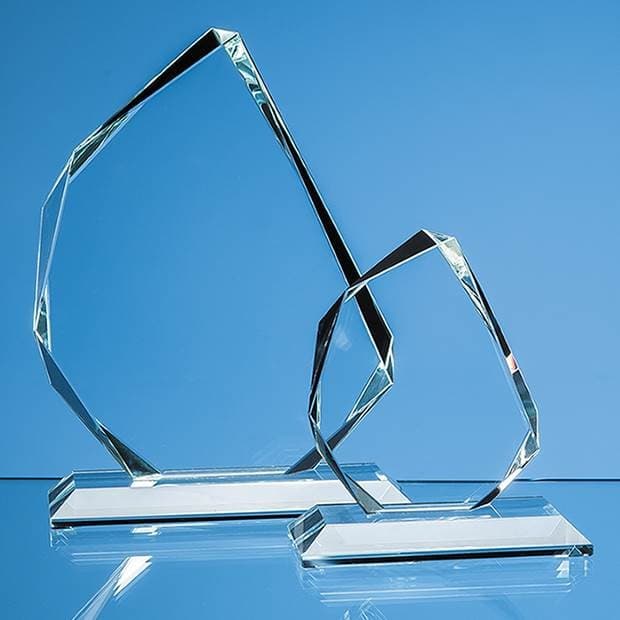 Custom Printed 18.5cm x 15cm x 15mm Clear Glass Facetted Ice Peak Award