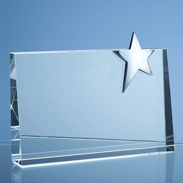 Custom Printed Crystal Horizontal Rectangle with Silver Star