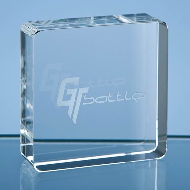 Custom Printed Optical Crystal Square Paperweight