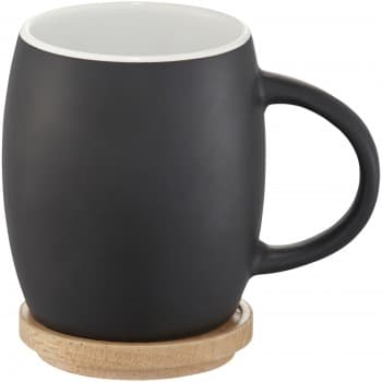 Hearth 400 ml ceramic mug with wooden lid/coaster