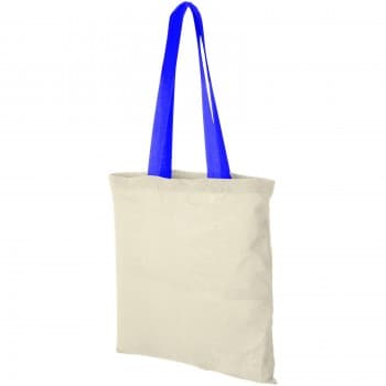 Nevada 100 g/m² cotton tote bag with coloured handles