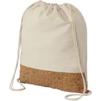 Woods cotton and cork bottom drawstring backpack