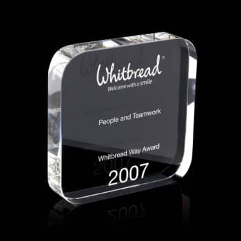 Square Crystal Award With Rounded Corners