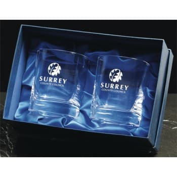 Pair Of Crystal Square Tumblers