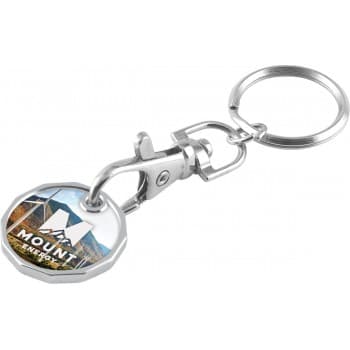 Nickle Plated Trolley Coin Keychain Unlaminated