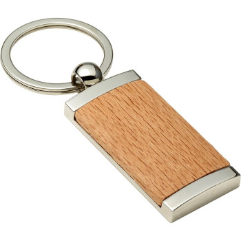 Metal and wooden keyring