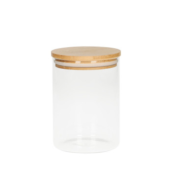 Glass Storage Jar With Bamboo Lid 700ml