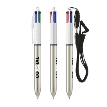 BIC 4 Colours Shine Ballpen + Lanyard Laser Engraving