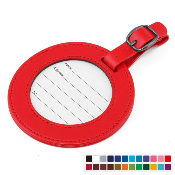 Round Luggage Tag With Window In Belluno Vegan PU