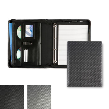 Carbon Fibre Textured PU Deluxe Zipped Ring Binder