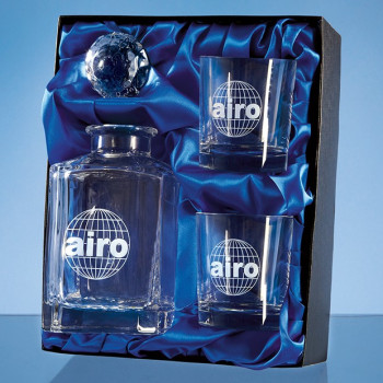 3pc Plain 0.8ltr Whisky Set in a Satin Lined Presentation Box