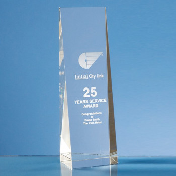 22cm Optical Crystal Wedge Rectangle Award