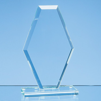 22cm x 14cm x 1cm Jade Glass Bevelled Edge Clipped Diamond Award