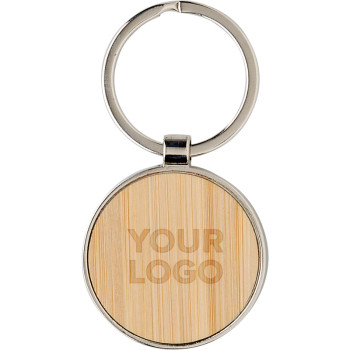 Bamboo And Metal Key Chain