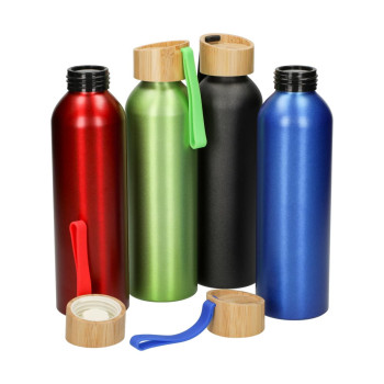 Aluminium Bottle With Bamboo Lid 0.6L