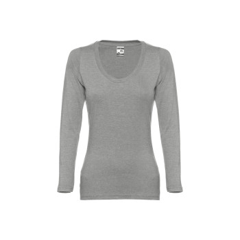 Bucharest Women's Long-Sleeved Scoop Neck Fitted T-shirt Cotton