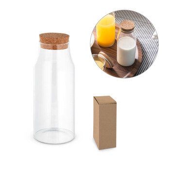 Borosilicate Glass Bottle With Cork Lid 800ml