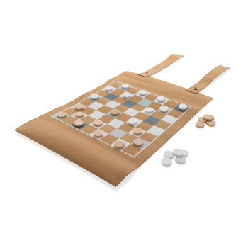 Britton Cork Foldable Backgammon And Checkers Game Set