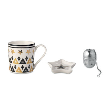 Ceramic Mug Set With Tea Filter & Mini Plate