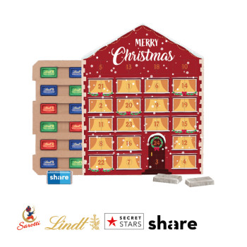 Mini Bar Chocolate Advent Calendar House With Eco Cardboard Inlay