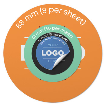 37mm Diameter Paper Stickers on sheets