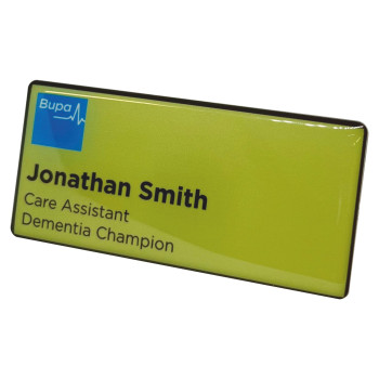 Recycled Plastic Name Badge 75x35mm Magnet (Domed)