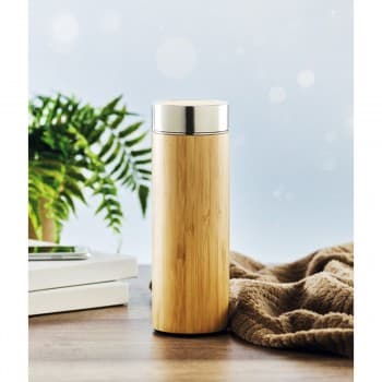 Double Wall Bamboo Flask 400ml