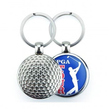 Silver Metal Golf Ball Keyring