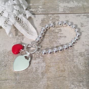 Maraca Silver Plated Bracelet With Red Heart