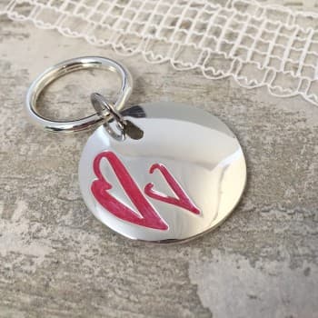 Round Red Hearts Keyring