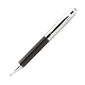 Carbon Fibre Ballpoint Pen - Chrome - in Chrome Box