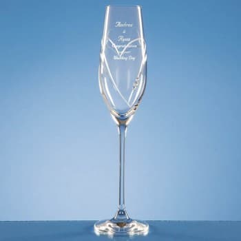 Single Diamante Champagne Flute with Heart Shaped Cutting